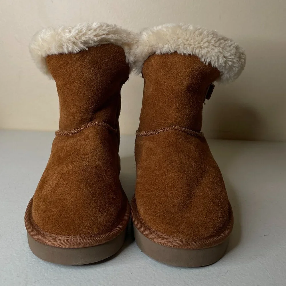 Macy's Style & Co Brown Suede Leather Faux Fur Lined Boots Size 7